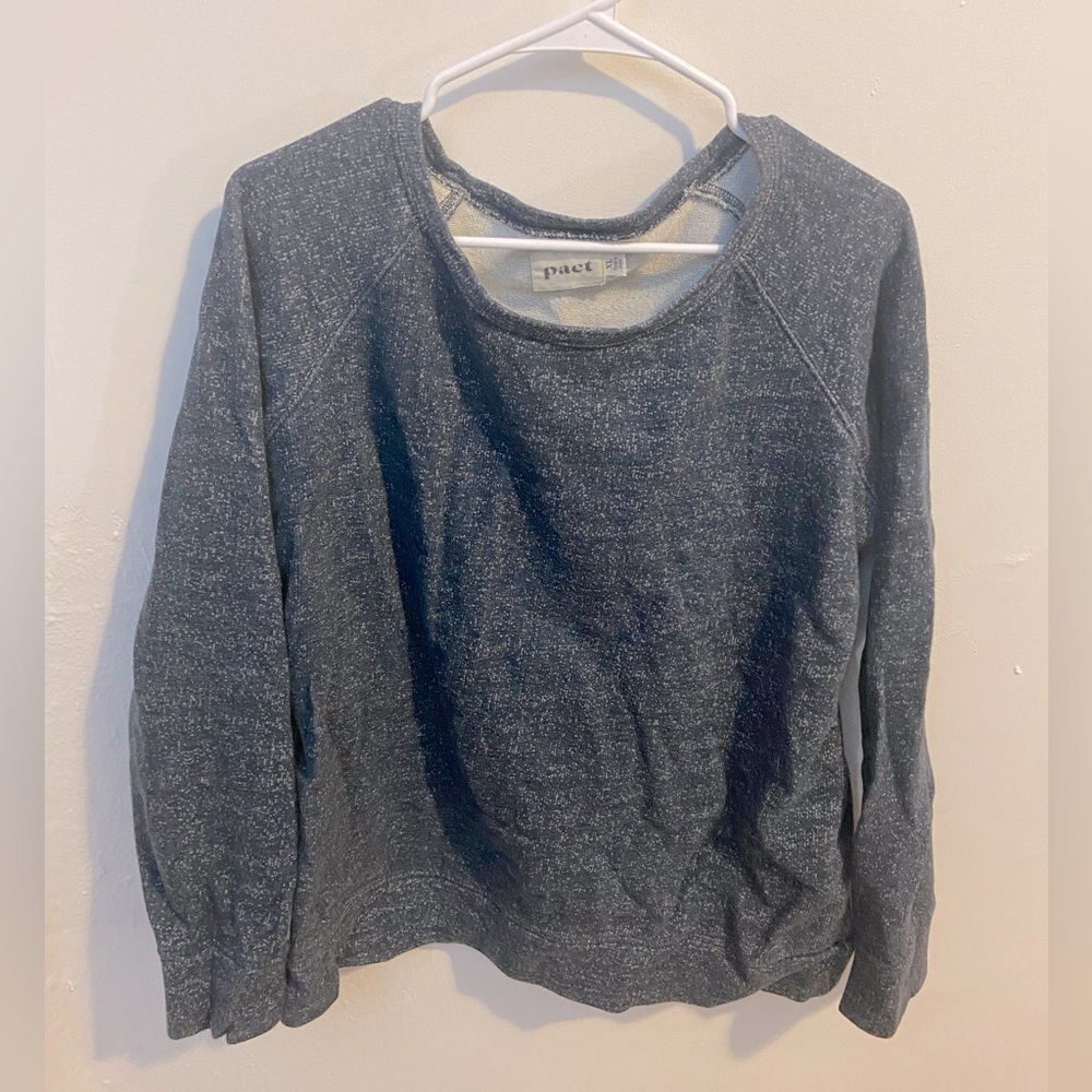 Pact Navy Blue Heathered Crewneck Sweatshirt